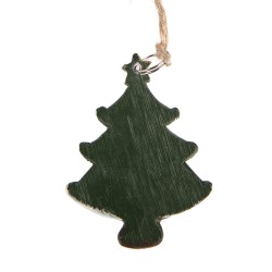Clayre & Eef Pendentif de Noël Sapin de Noël 3x1x5 cm Vert Plastique