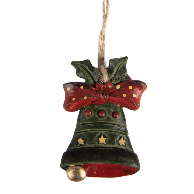 Clayre & Eef Ornamento Natalizio Campanelli 4x1x5 cm Verde Plastica