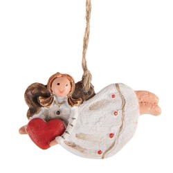 Clayre & Eef Christmas Ornament Angel 7x1x5 cm White Plastic