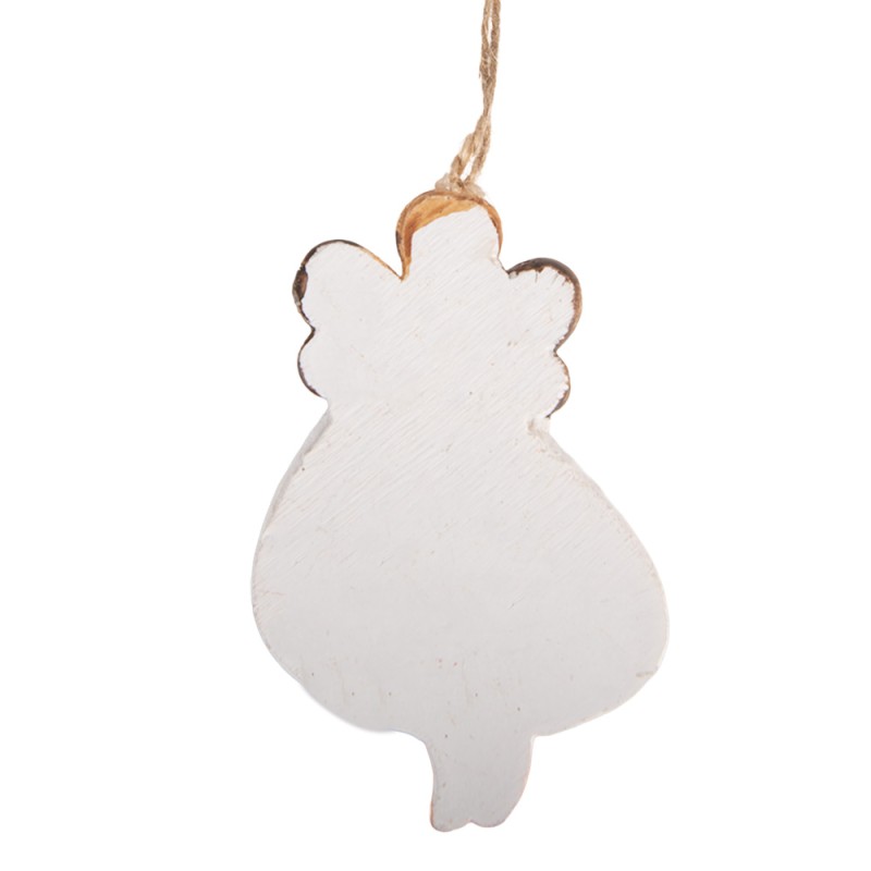 Clayre & Eef Weihnachtsanhänger Engel 4x1x7 cm Weiß Kunststoff