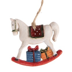 Clayre & Eef Kersthanger Hobbelpaard 7x1x7 cm Wit Kunststof