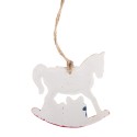 Clayre & Eef Kersthanger Hobbelpaard 7x1x7 cm Wit Kunststof