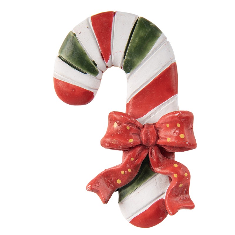 Clayre & Eef Aimant Canne en sucre d'orge 5x1x9 cm Rouge Plastique