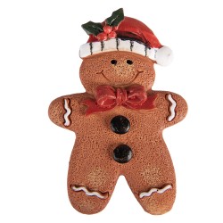 Clayre & Eef Aimant Bonhomme en pain d‘épice 6x1x9 cm Marron Plastique