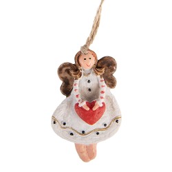 Clayre & Eef Pendentif de Noël Ange 7x1x7 cm Blanc Plastique