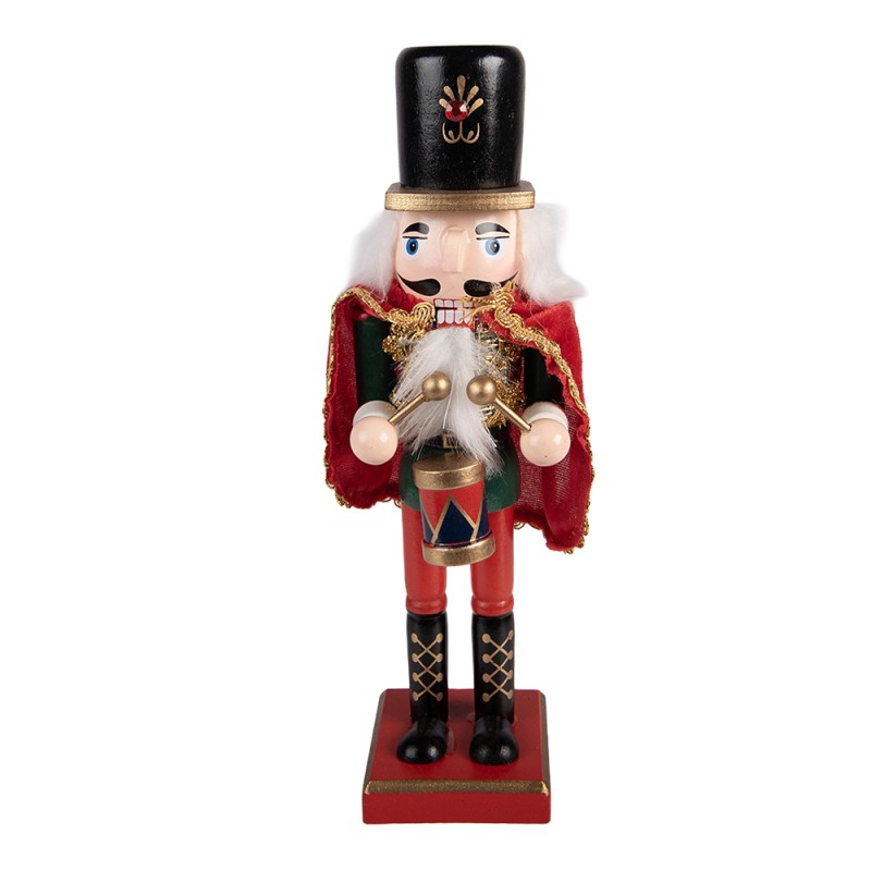 Clayre & Eef Weihnachtsdekorationsfigur Nussknacker 7x6x25 cm Rot Holz