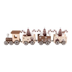 Clayre & Eef Weihnachtsdekorationsfigur Zug 27x4x8 cm Beige Holz