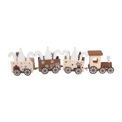 Clayre & Eef Weihnachtsdekorationsfigur Zug 27x4x8 cm Beige Holz