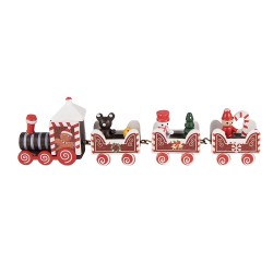 Clayre & Eef Weihnachtsdekorationsfigur Zug 22x2x7 cm Rot Holz