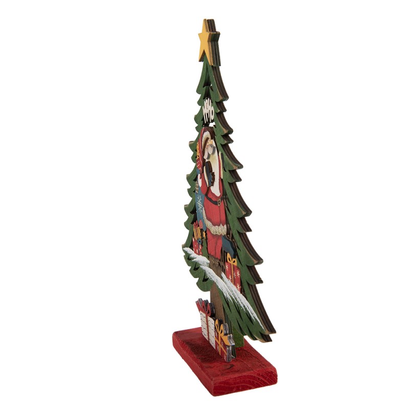 Clayre & Eef Weihnachtsdekorationsfigur Weihnachtsbaum 25x6x30 cm Grün Holz