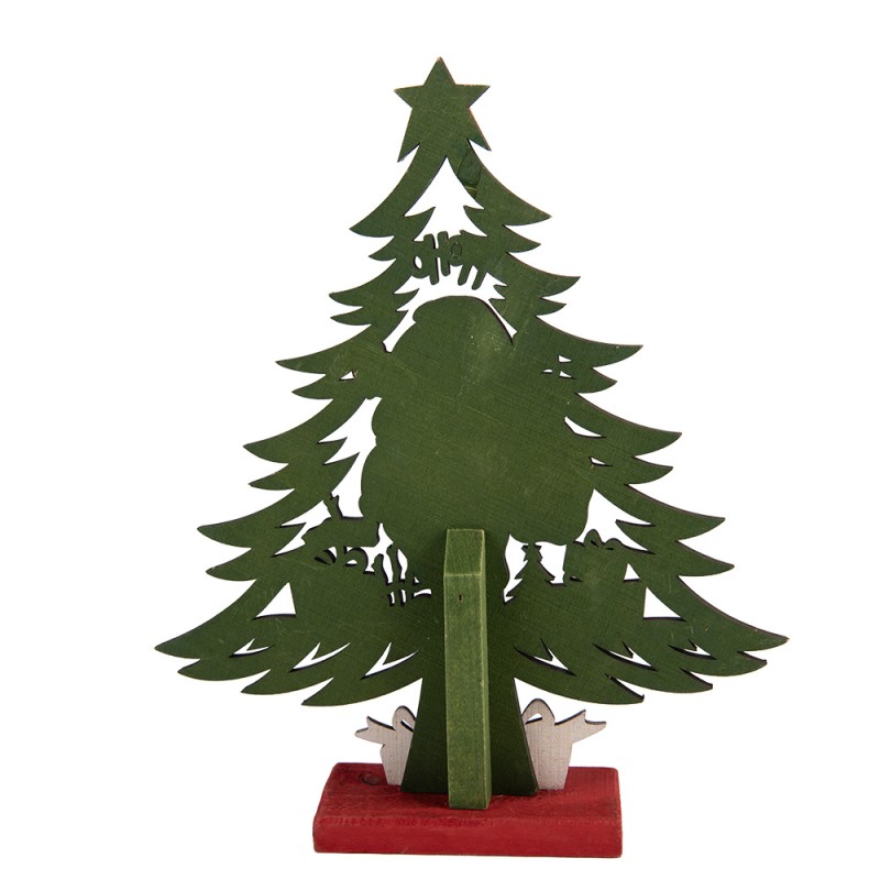 Clayre & Eef Weihnachtsdekorationsfigur Weihnachtsbaum 25x6x30 cm Grün Holz