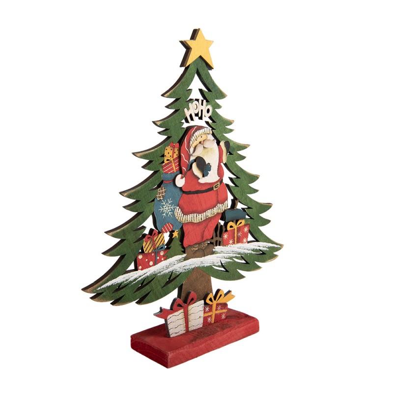 Clayre & Eef Weihnachtsdekorationsfigur Weihnachtsbaum 25x6x30 cm Grün Holz