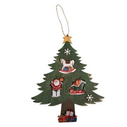 Clayre & Eef Kerstdecoratie Beeld Kerstboom 32x2x39 cm Groen Hout