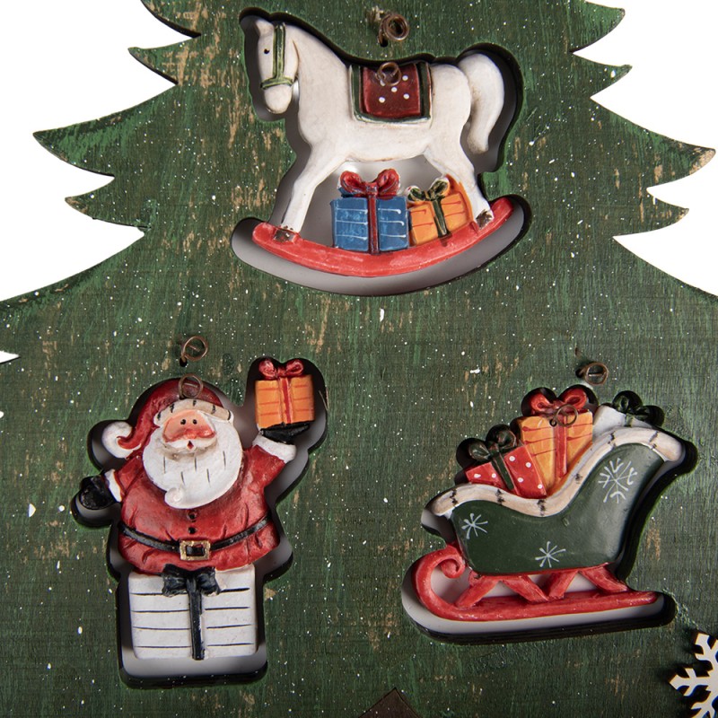 Clayre & Eef Kerstdecoratie Beeld Kerstboom 32x2x39 cm Groen Hout