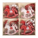 Clayre & Eef Kersthanger Set van 12 Hobbelpaard 13x13 cm Rood Hout