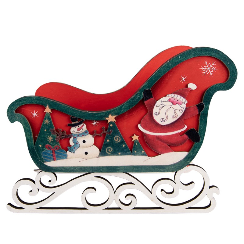 Clayre & Eef Statuetta decorativa di Natale Slitta Rosso Legno