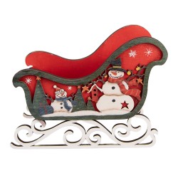 Clayre & Eef Weihnachtsdekorationsfigur Schlitten Rot Holz