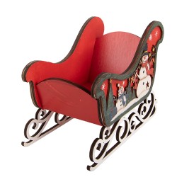 Clayre & Eef Weihnachtsdekorationsfigur Schlitten Rot Holz
