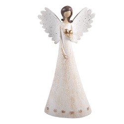 Clayre & Eef Christmas Decoration Figurine Angel 12x6x24 cm Beige Plastic