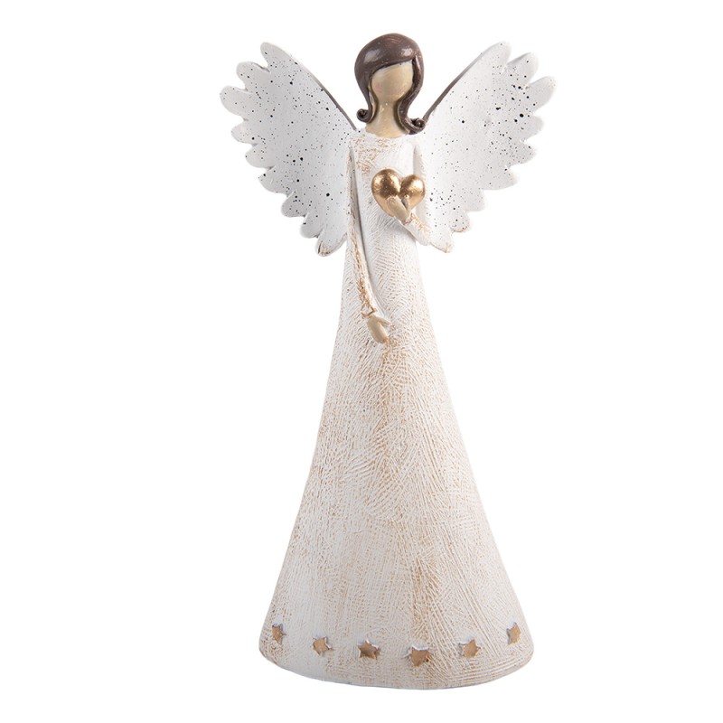 Clayre & Eef Christmas Decoration Figurine Angel 12x6x24 cm Beige Plastic