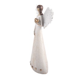 Clayre & Eef Christmas Decoration Figurine Angel 12x6x24 cm Beige Plastic