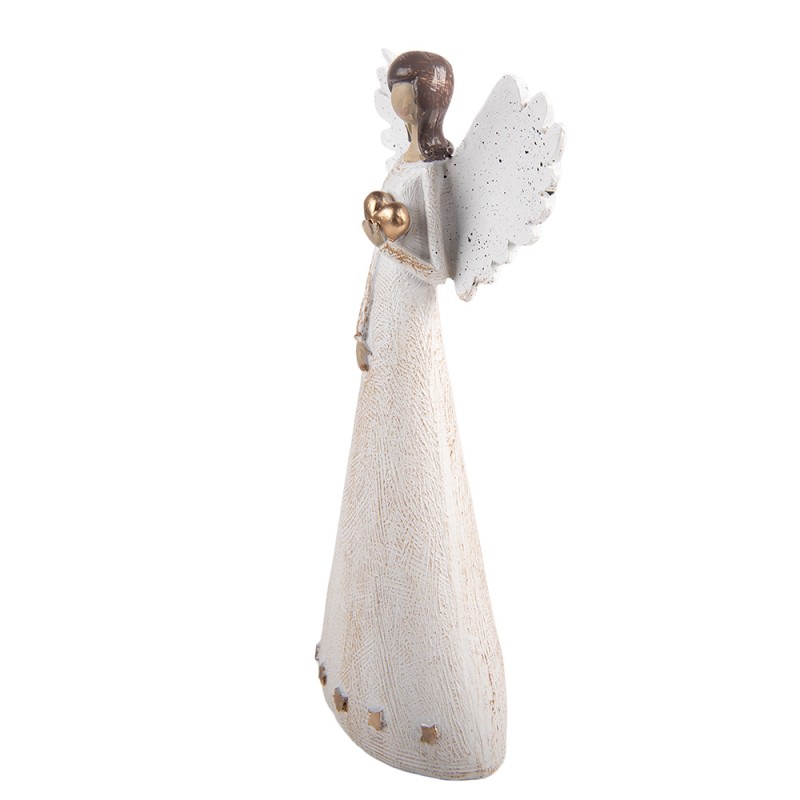 Clayre & Eef Christmas Decoration Figurine Angel 12x6x24 cm Beige Plastic