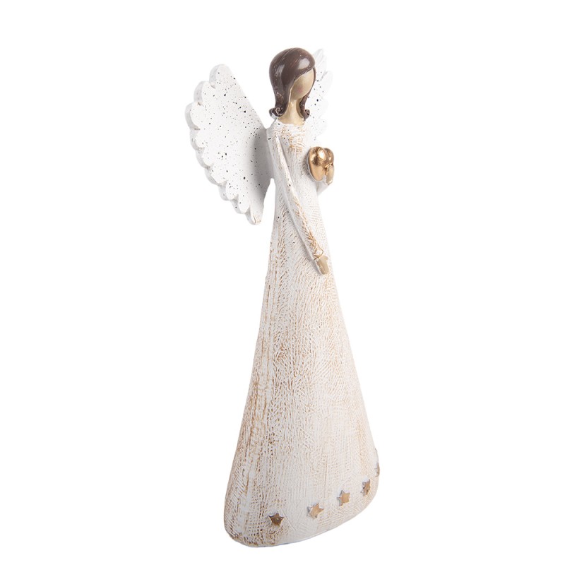 Clayre & Eef Christmas Decoration Figurine Angel 12x6x24 cm Beige Plastic