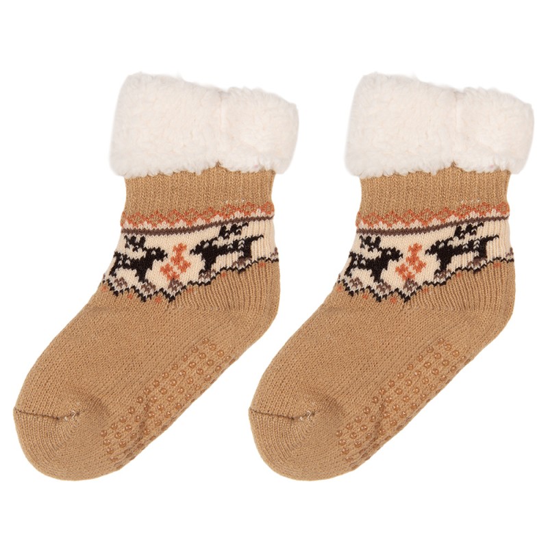 Clayre & Eef Chaussettes d’intérieur pour bébé 0–24 mois Marron Synthétique