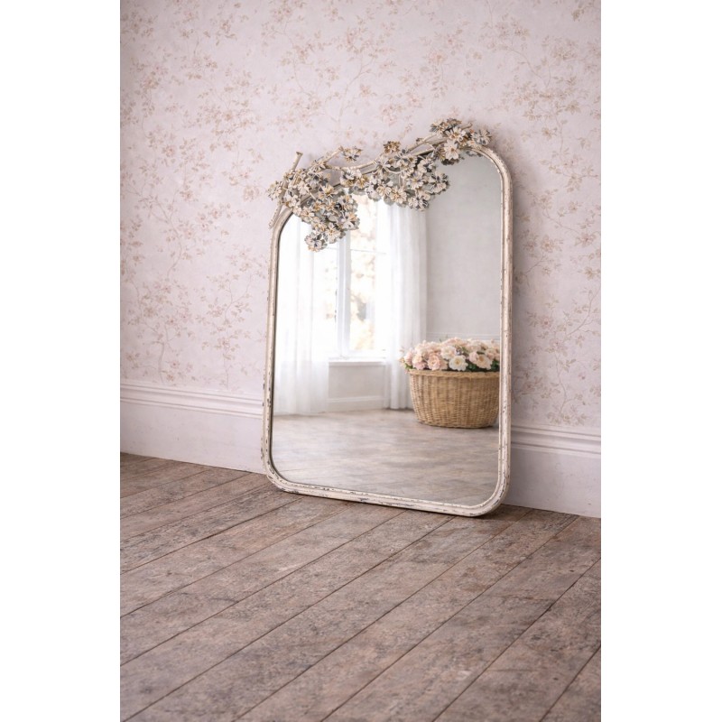 Clayre & Eef Mirror 58x12x89 cm White Metal
