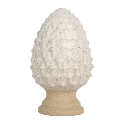 Clayre & Eef Decoratie Beeld Dennenappel Ø 9x15 cm Beige Aardewerk