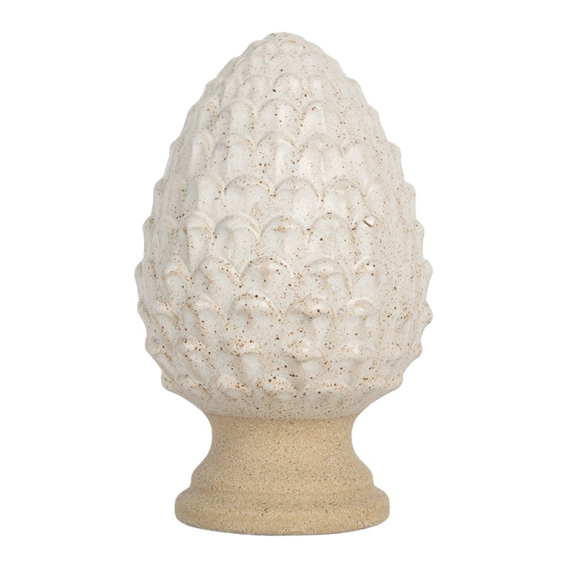 Clayre & Eef Dekorationsfigur Tannenzapfen Ø 9x15 cm Beige Keramik