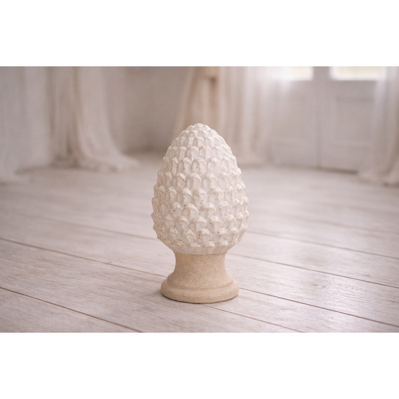 Clayre & Eef Dekorationsfigur Tannenzapfen Ø 9x15 cm Beige Keramik