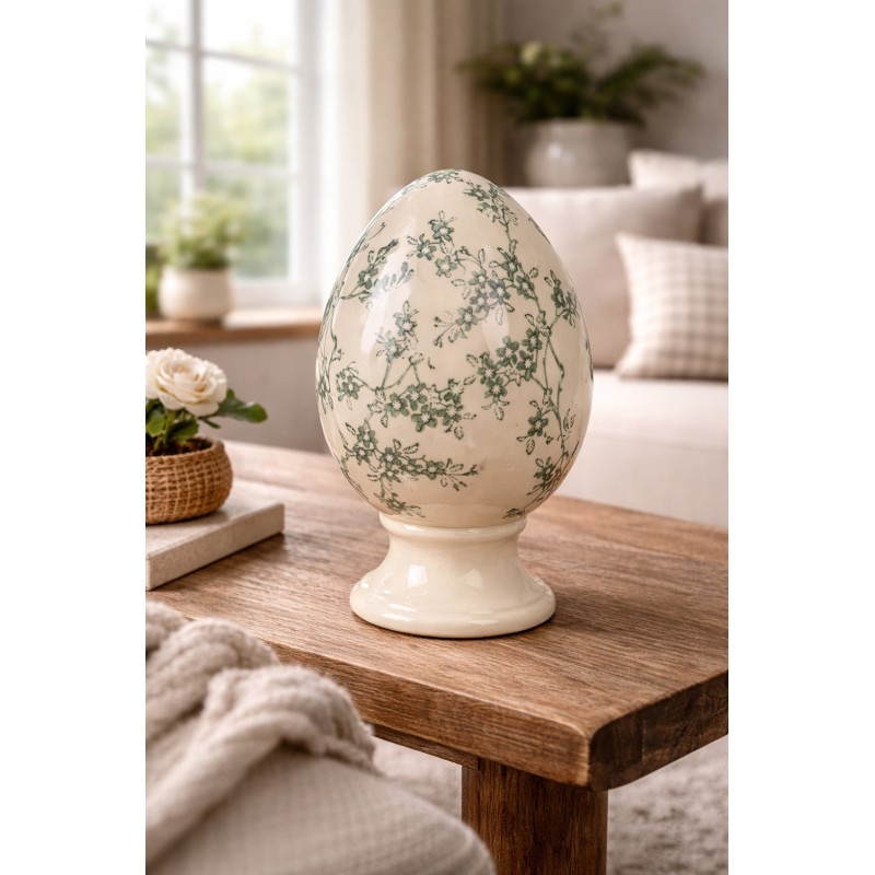 Clayre & Eef Image de décoration Œuf Ø 15x24 cm Jaune Céramique