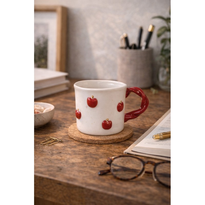 Clayre & Eef Tasse 200 ml Beige Keramik Äpfel