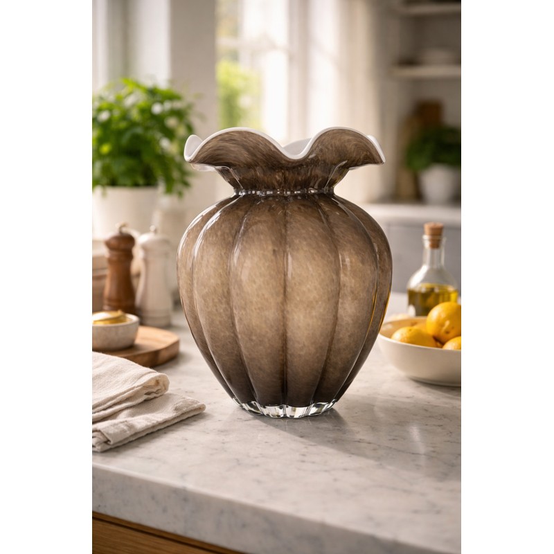 Clayre & Eef Vaas Ø 20x28 cm Bruin Glas