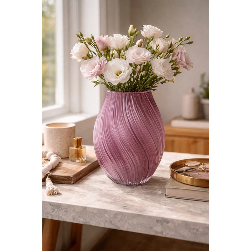 Clayre & Eef Vase Ø 17x21 cm Violett Glas