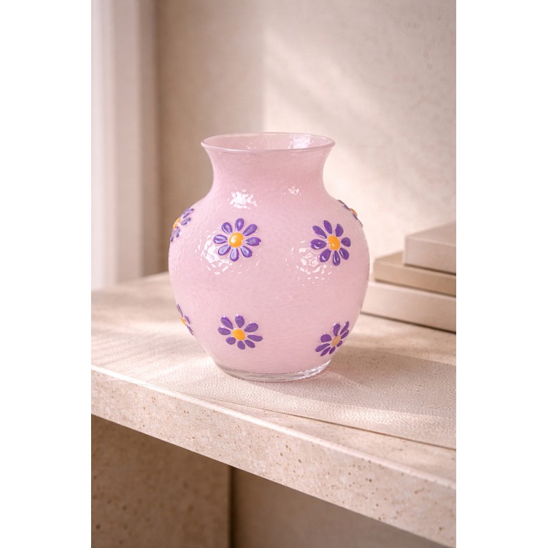 Clayre & Eef Vase Ø 13x16 cm Rosa Glas