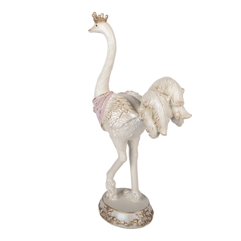 Clayre & Eef Statuetta decorativa Struzzo 23x11x41 cm Bianco Plastica