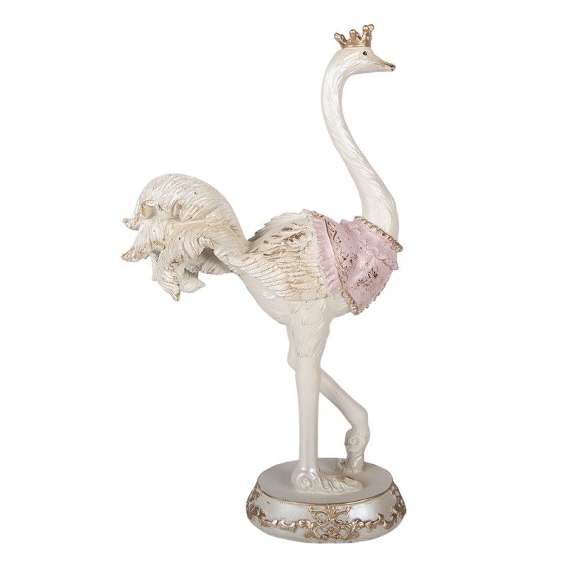 Clayre & Eef Statuetta decorativa Struzzo 23x11x41 cm Bianco Plastica
