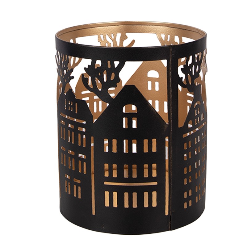 Clayre & Eef Tealight Holder Ø 11x13 cm Brown Metal