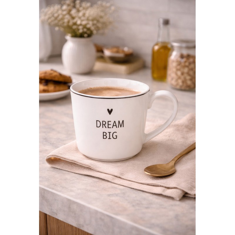 Clayre & Eef Mug 275 ml Blanc Porcelaine Coeur