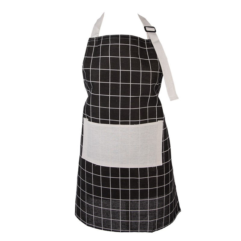Clayre & Eef Tablier de cuisine 69x68 cm Noir Polyester