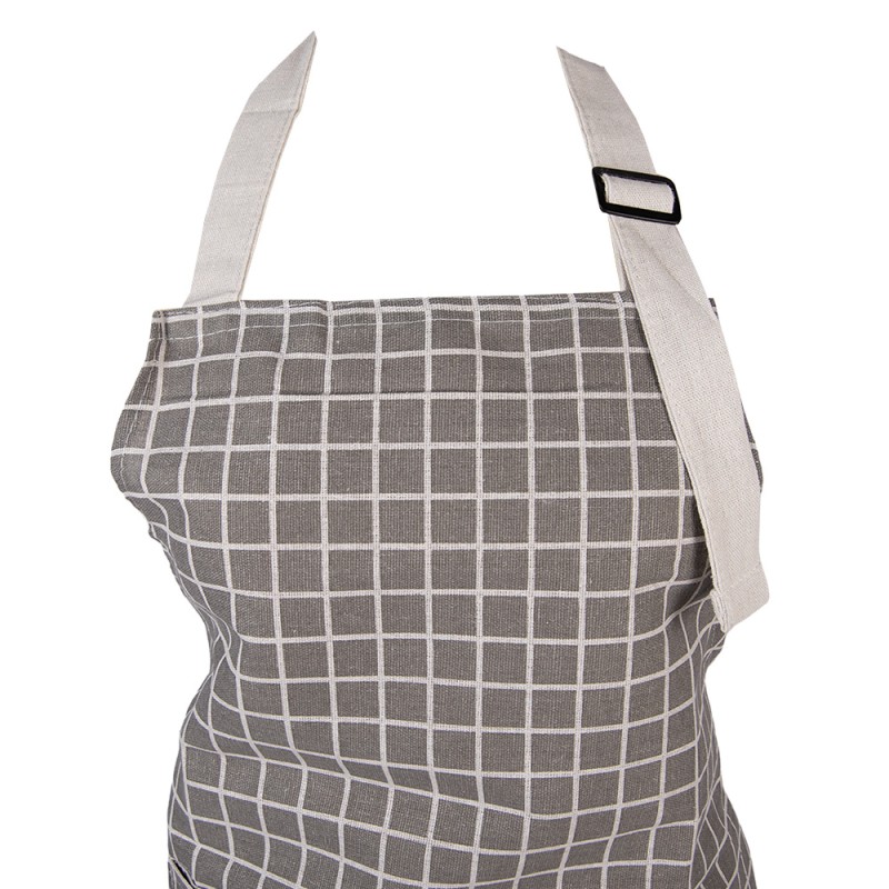 Clayre & Eef Keukenschort 69x68 cm Grijs Polyester