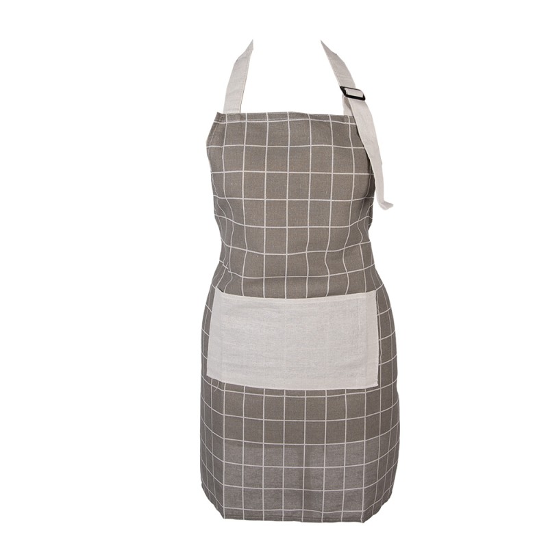 Clayre & Eef Keukenschort 69x68 cm Grijs Polyester