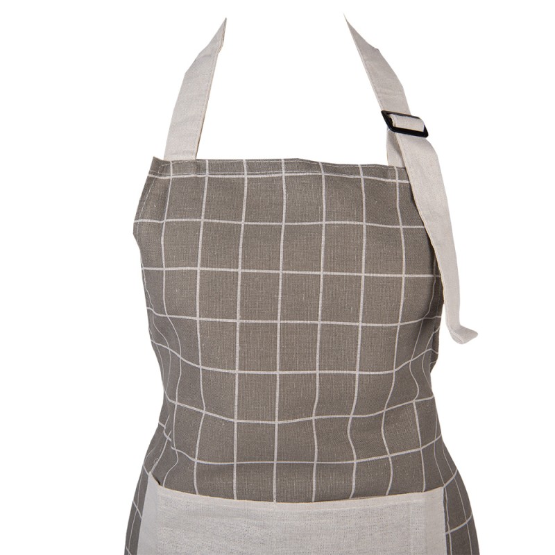 Clayre & Eef Keukenschort 69x68 cm Grijs Polyester