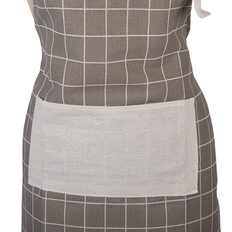 Clayre & Eef Keukenschort 69x68 cm Grijs Polyester