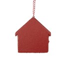 Clayre & Eef Kersthanger Huis 11x1x11 cm Rood Hout