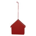 Clayre & Eef Kersthanger Huis 11x1x11 cm Rood Hout