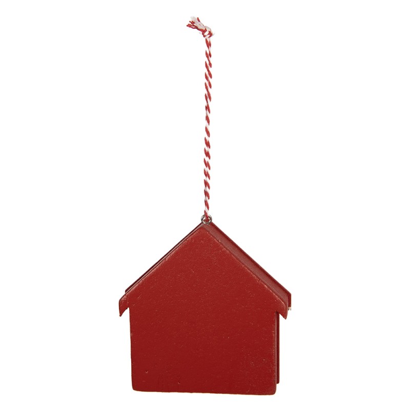 Clayre & Eef Kersthanger Huis 11x1x11 cm Rood Hout