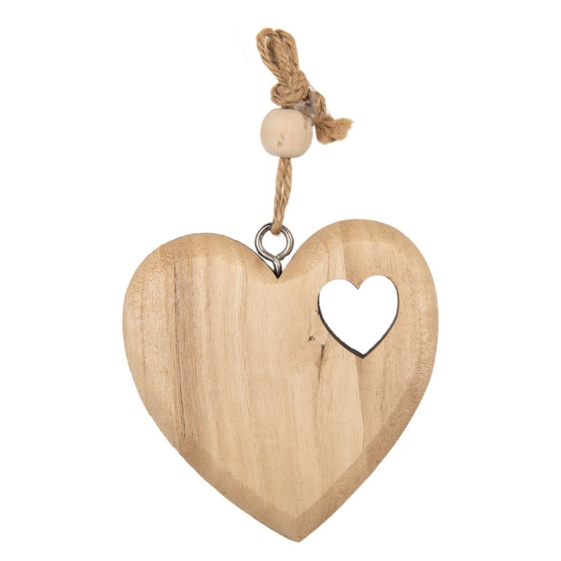 Clayre & Eef Hanger Hart 8x2x8 cm Bruin Hout